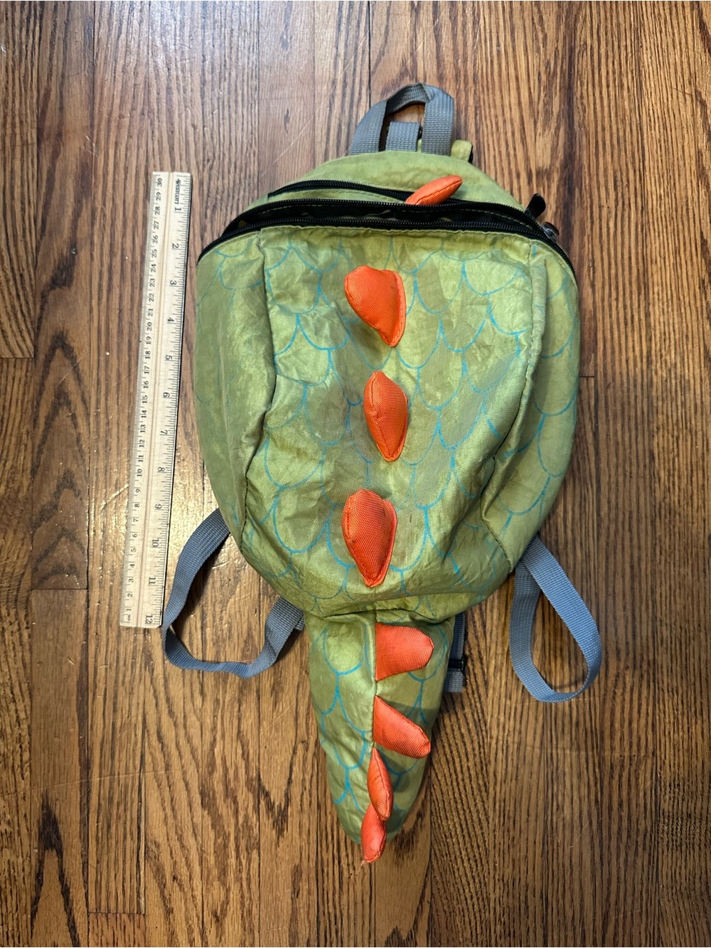 Green Dragon Tail Kids Backpack with Orange Spines - Unbranded